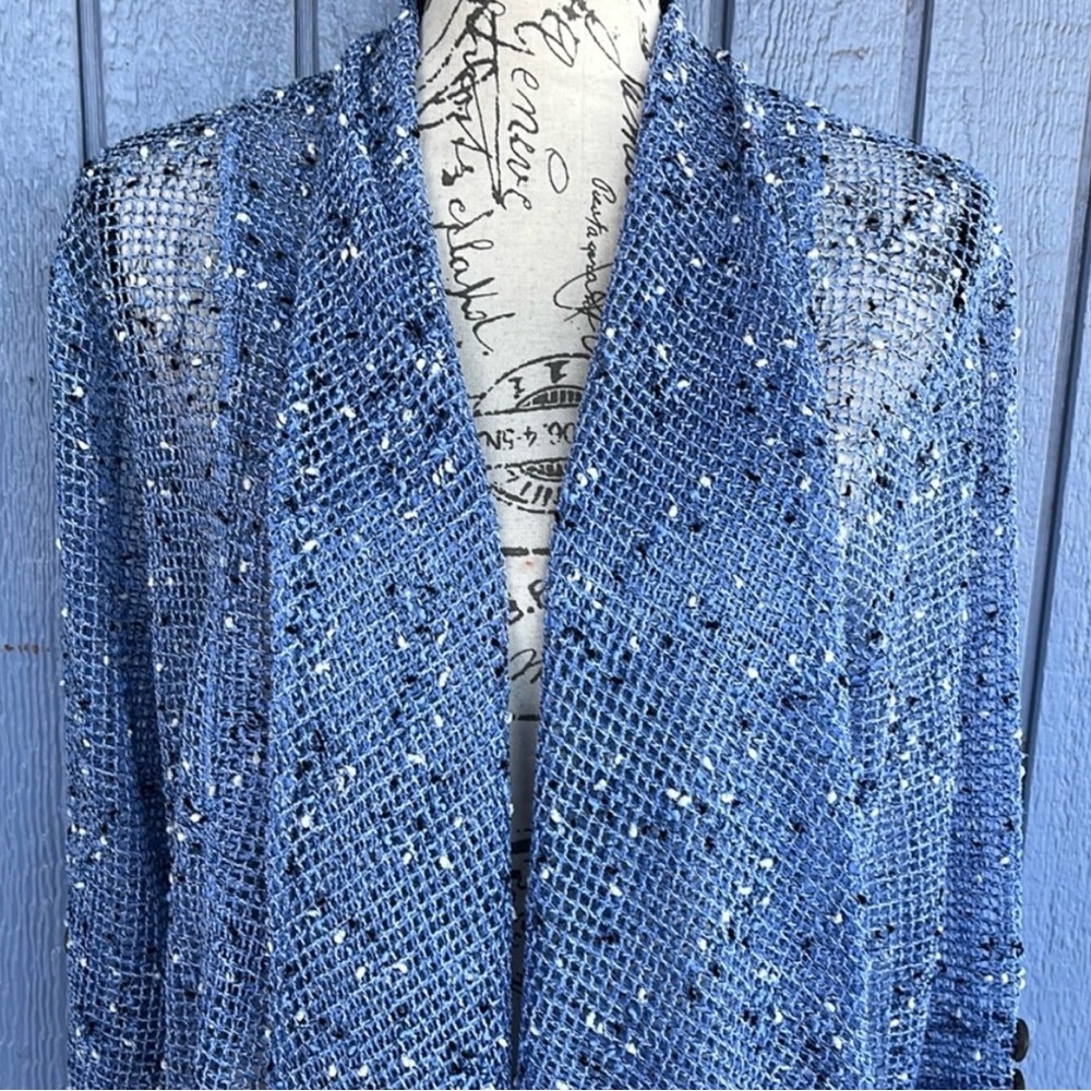 Lulu B Open Knit Blue Cardigan Size Medium - Picture 2 of 10
